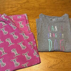 HUE Women's Gray and Pink Dog Print Pajama Set